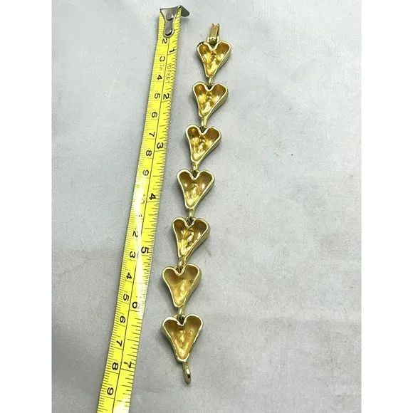 Vintage Gold Tone Rhinestone Heart Bracelet
